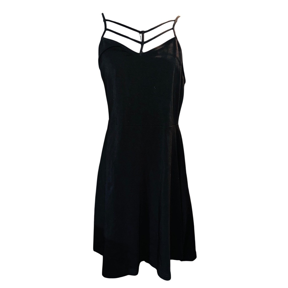 Express Black Strappy V Neck A Line Mini Dress Size Medium